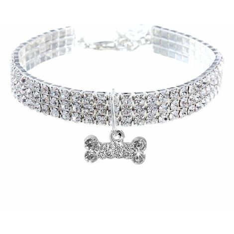 collier De Chien De Chat Pendentif En Os De Cristal En Forme De Coeur (s-blanc), Collier De Collier Pour Animal De Compagnie En Strass Collier Rgl (1/5)