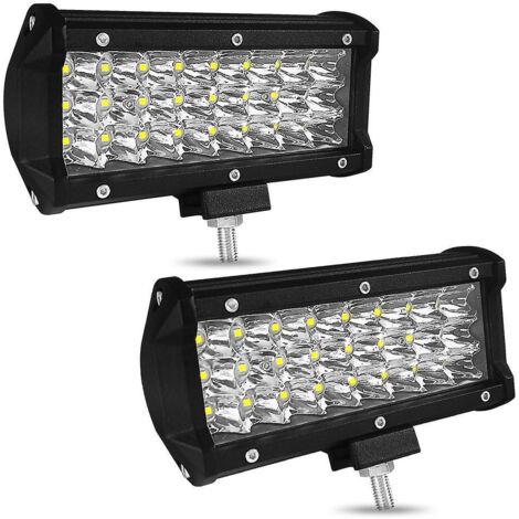 deux Bandes Lumineuses Led De 7 Pouces 6000k 144w 5760lm 10-30v 4 Ranges 8d Lentille Projecteur Tout-terrain Puce Led, Phares, Phares De Travail, (1/5)