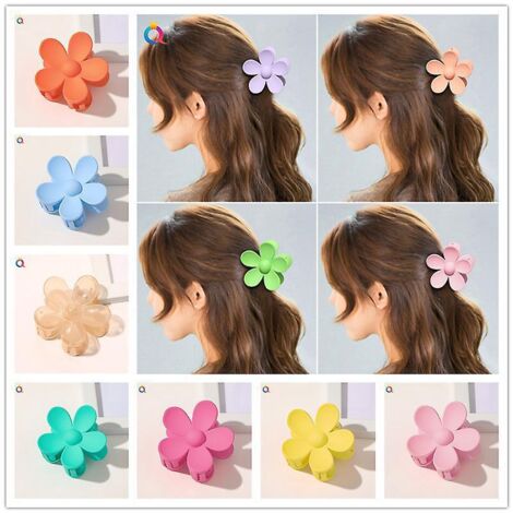 barettes Cheveux Fille Femme Fleur, 7 Pices Pinces Cheveux Hair Clip Pinces Griffes Mates Mignonnes Pour Cheveux Pais, Antidrapant Cheveux Griffe (1/5)