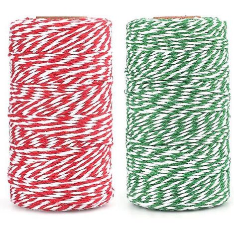 corde De Coton Toronne Bicolore De 100 Mtres (2 Rouleaux), Fil De Corde Rouge Et Vert, Fil De Coton Artisanal Durable, Trs Appropri Pour La Ptisse (1/5)