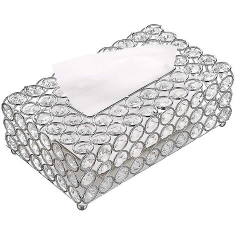 bote Mouchoirs En Cristal (argent, Rectangulaire) Pour Dcoration De Salle Manger, Chambre Coucher, Coiffeuse (1/5)