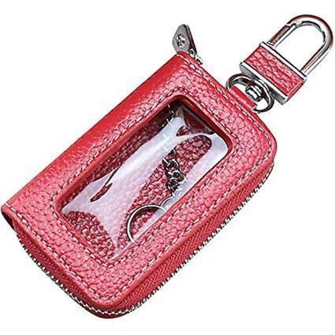 sac Porte-cls De Voiture (rouge), Portefeuille Porte-cls En Cuir De Vachette Porte-cls Motif Litchi Porte-cls Porte-cls Fentre Transparente (1/5)