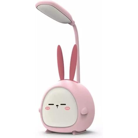 lampe De Bureau Led Portable (lapin Rose), Lapin Mignon Avec Veilleuse, Lampe De Lecture Rechargeable Usb Pliable, Adapte Aux Chambres Coucher, T (1/5)