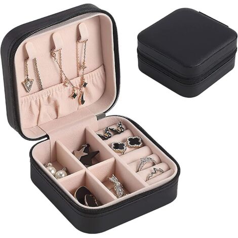 bote  Bijoux Voyage Mini Organisateur Portable Prsentoir Mallette De Rangement Pour Bagues Boucles D'oreilles Collier Cadeaux Pour Filles Femmes (1/5)