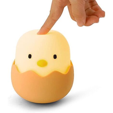 veilleuse En Silicone Poulet Coquille D'oeuf - Blanc Chaud, Capteur Tactile Pour Enfants Veilleuse Bb Batterie Rechargeable Dimmable Poulet Mignon