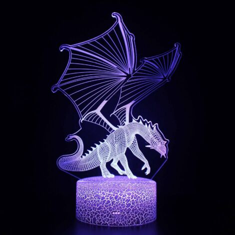 veilleuse Dinosaure Pour Enfants, Veilleuse Illusion 3d, 16 Changements De Couleurs Avec Tlcommande, Dcoration De Chambre, Cadeau Pour Enfants, Ga (1/5)