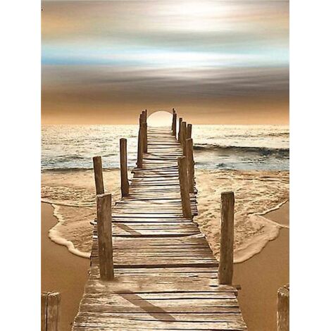 30x40 Cm 5d Peinture Diamant Diy Complet,point De Vue De La Mer Broderie De Forage Diy Diamond Strass Toile Point De Croix Painting Par Numro Pou (1/5)