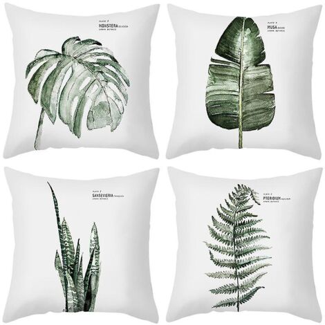 housse De Coussin 4 Pices Plante Verte Tropicale 45x45cm Dcoration De Feuille Verte Housse De Coussin Douce Housse De Coussin Carre Canap Dcoratio