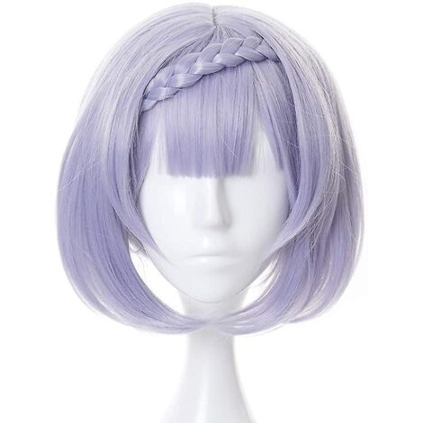 personnage D'anime Jouer Perruque Tresse Violette, Perruque Genshin Impact, Avec Bonnet De Perruque Gratuit, Convient Pour Halloween, Ftes, Carnav