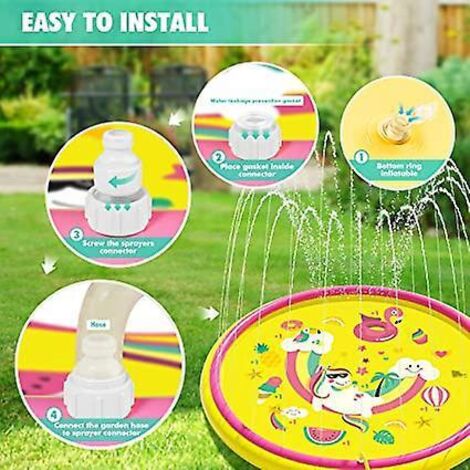 RANIPOBO - Piscine Gonflable pour Enfant, Tapis de Jets d'Eau 170cm, Jeu de Pulvérisation d'Eau