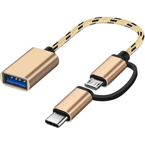 or Clamp Adaptateur Usb C/micro Usb Vers Usb, Convertisseur Micro Usb/usb-c Vers Usb 3.0, Cble Adaptateur Otg Compatible Avec Macbook, Tlphones An (1/5)