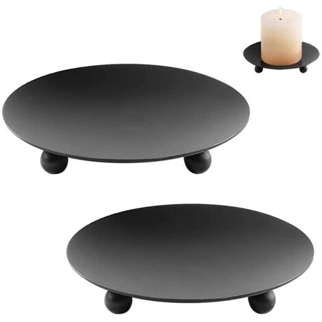 6 Pices Plaques De Bougie En Mtal Bougeoir Noir Iron Candle Plate Bougeoirs Dtenteur Porte Bougie Pilier Support De Bougie Plateau Bougies Pour M (1/5)