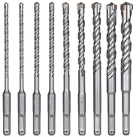 forets Bton, 9pcs (5 Mm 16x160 Mm) Foret Carrelage, Foret Percussion Lectrique Sds-plus Pour Perforateur, Forets Transversaux Pour Bton, Briqu (1/5)