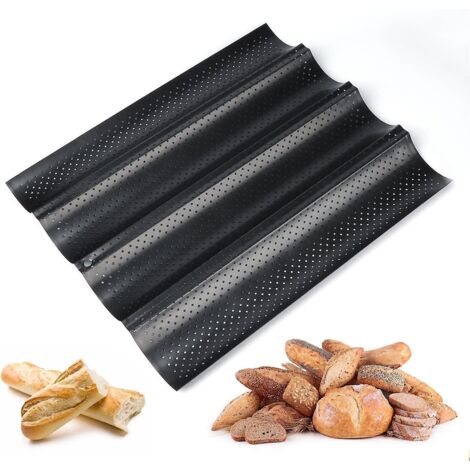 plaque Pain Perfore 4 Baguettes Plaque Moule Anti-adhsif Rversible Pour Biscuits Ptisserie