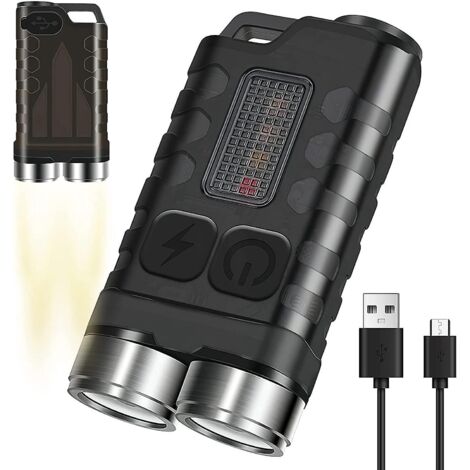 noir -lampe De Poche Porte-cls Led Rechargeable 10 Modes D'clairage Levs Lampe De Poche Avec Lumire Latrale Uv Et Base Arrire Magntique Pour Camp (1/3)