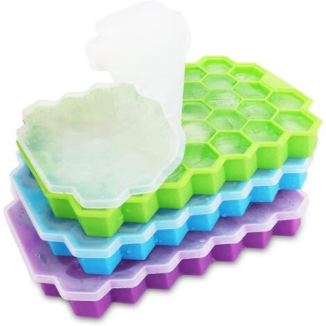 moule Glaons En Silicone 3-pack 37 Compartiments Couleur Avec Couvercle Bac Glaons Bacs Glaons Sans Bpa Pour Cocktails La Bire Whisky (1/5)