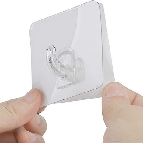 (4pcs)transparent Sans Forage Autocollant Adhsif Puissant Crochets, Pas De Rayures Impermable Et Oilproof Pour Home De Salle De Bain Et Cuisine (1/5)