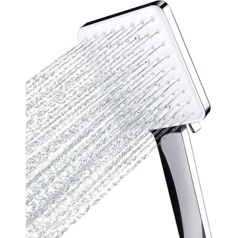 shower Head, Large Square Shower Head With One Hand Control, High Pressure Shower Head With 6 Shower Modes, Chrome (1/4)