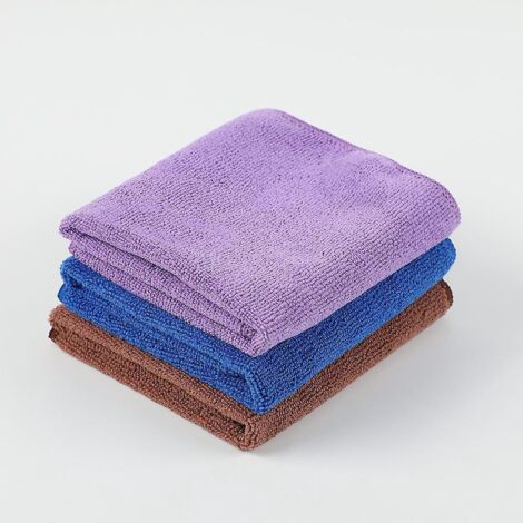 lot De 3 Chiffons En Microfibre 30 X 40 Cm (bleu, Marron, Violet), Chiffons De Nettoyage Rutilisables Polyvalents, Chiffons Lavables Sans Peluches (1/5)