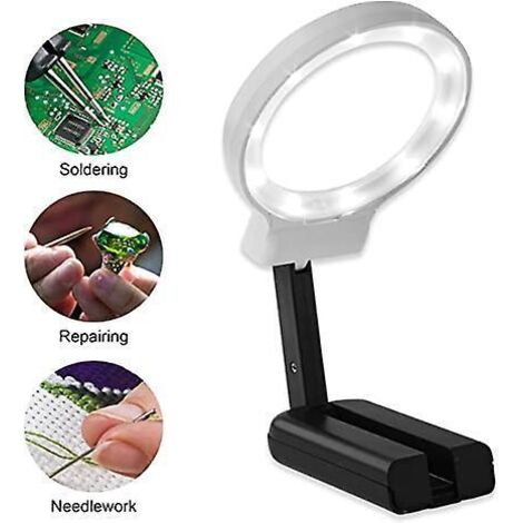 loupe Pliante De Bureau Claire Led - Grande Loupe Portable Claire 3x Pour La Lecture, L'inspection, Le Soudage, La Couture, La Rparation, Les Loi (1/5)