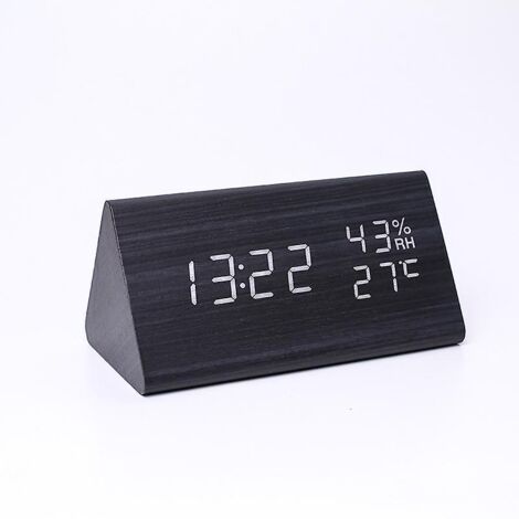 horloge Numrique, Reveil Matin Bois Reveil Numerique Avec 2 Rglages D'alarme, Rveil Lectronique Aliment Par Usb Reveil Digital (1/5)