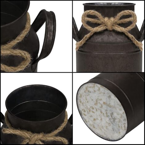 vintage Fleurs En Mtal - L11,5 X H15 Cm - Pot Lait Shabby Vintage Chic Galvanis - Pot Lait Zinc Dcoratif Pour Dcoration De Maison/mariage Et Pla (1/3)