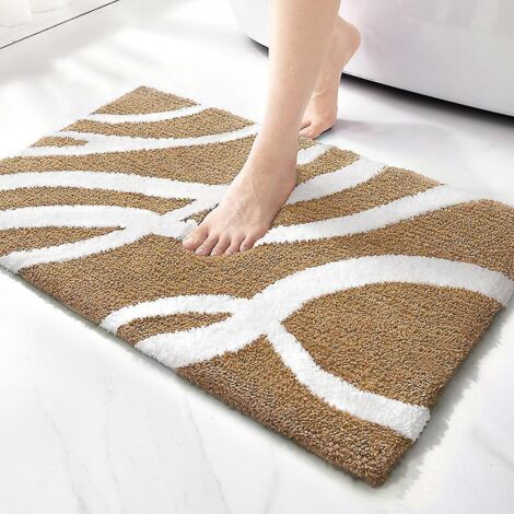 beige , Tapis De Bain En Microfibre Antidrapant 40 X 60 Cm,tapis Salle De Bain Absorbant Et Moelleux,tapis De Sol Lavable En Machine Pour Salle De (1/5)
