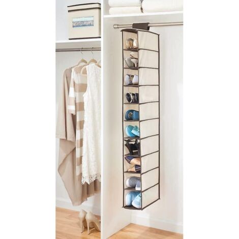 120 30 15cm Tagre Chaussures Pliante Non Tisse (beige Et Marron) - Tagre Chaussures Suspendue Avec 10 Botes - Le Cintre Est Parfait Pour Ran (1/5)