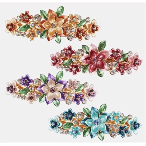 ensemble De Quatre Pices Nouvelles Pinces Cheveux Femme Adulte Grande Pince Queue De Cheval Tout Match Strass Huile Goutte Goutte Coiffure (1/5)