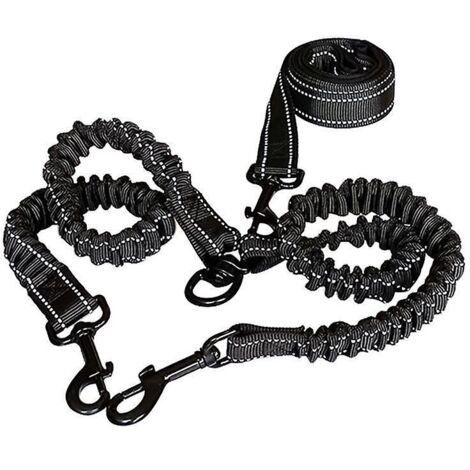 une Remorque Deux Laisses (noir 50 M), 2 Laisses Pour Chien, Des Chanes Lastiques Rembourres Pour Chien, Des Laisses Rflchissantes, Des Laisses Rg (1/5)