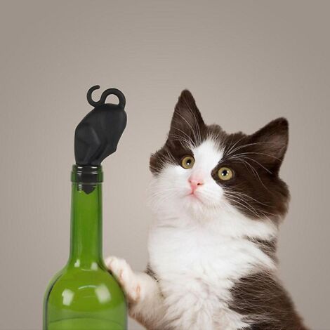 6 Pices Cat Marqueurs  Boisson En Silicone, Identificateur De Verre  Vin Silicone Marqueur Avec Bouchon Bouteille Silicone Pour Runions Famille, F (1/4)