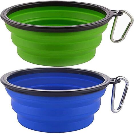 gamelle Chien, Lot De 2 Gamelles Pliables Pour Chien En Silicone Avec Mousqueton, Chien Bol Portable Eau Ou Alimentaire Pour Moyen Grands Chiens (1/5)