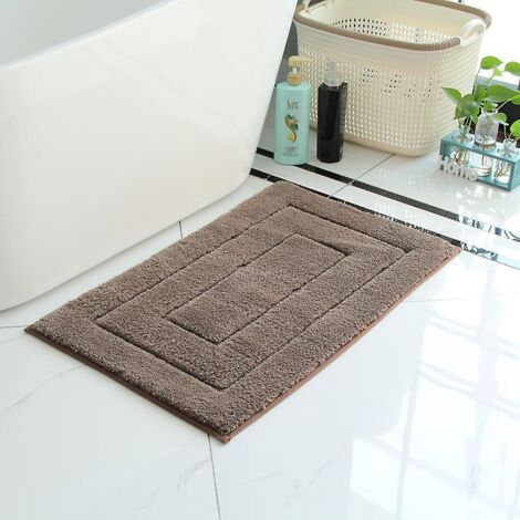 un Tapis De Salle De Bain Couleur Camel Est Antidrapant, Tapis De Salle De Bain Doux 40x60cm, Absorption D'eau, Tapis De Bain, Lavable En Machine, (1/4)