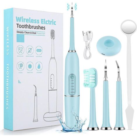 bleu Nettoyage Dentaire Hydropulseur Oral Irrigator 4 Embouts Nettoyage 5 Modes Ipx7 D'eau Portable Sans Fil Rechargeable Nettoyeur De Dents Pour (1/5)