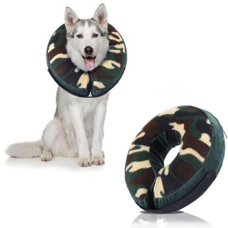 collier Gonflable De Rcupration Pour Chiens Et Chats-l Velcro De Camouflage, Collerette De Protection Ajustable Cne De Cicatrisation Confortable P (1/5)