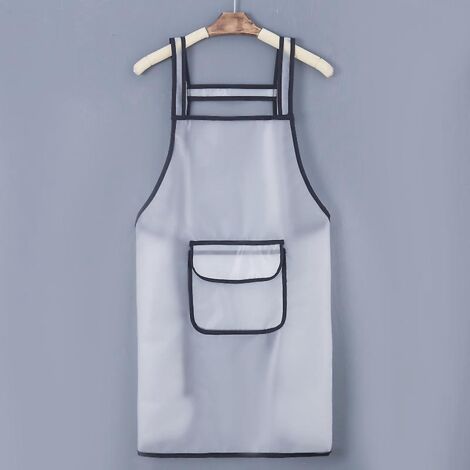 lot De 1 Tablier Pour Hommes Femmes, Impermable, Tablier De Cuisine En Plastique, Tablier De Barbecue Avec Poches, Tablier Semi-transparent Pour C (1/5)
