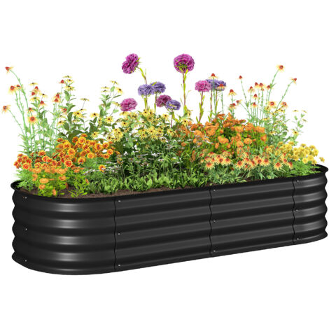 Jardinière carrée surélevée en acier pour potager, modulable et durable, idéale pour cultiver légumes, plantes aromatiques et fleurs. Dimensions : 150 x 62 x 30 cm, couleur noire.