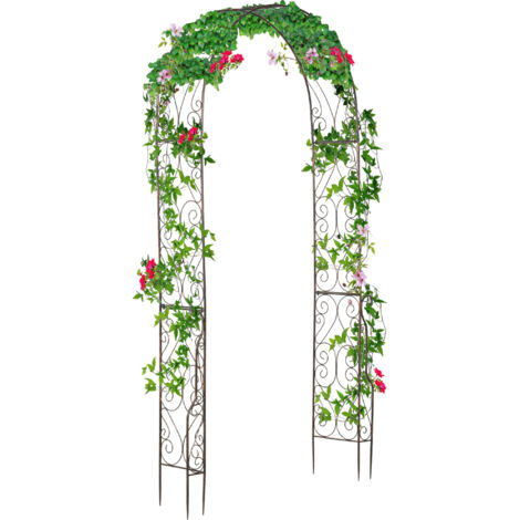 Outsunny Arche de Jardin Arche à rosiers Style Fer forgé dim. 120L x 30l x 226H cm métal époxy Noir Vieilli cuivré