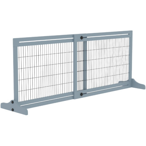 Barrière de sécurité pour chien extensible 104-180 cm, réglable en hauteur, pin traité gris-bleu, pour intérieur/extérieur