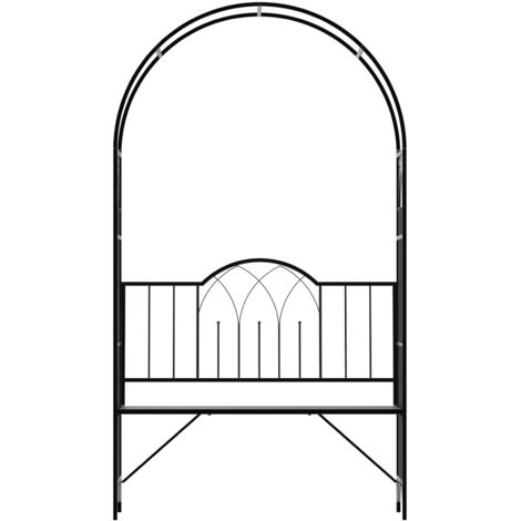 Arceau de jardin en métal avec banc, support pour plantes grimpantes, arche ornementale pour rosiers et clématites, 115 x 59 x 203 cm, noir (1/5)