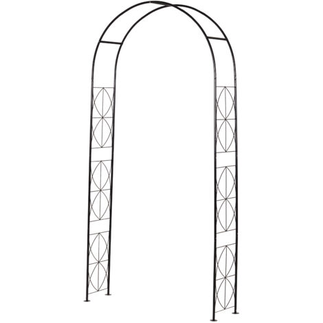 Arceau de Jardin Métallique pour Plantes Grimpantes, Support Rosiers Arche avec Pointe Structure en Fer, Portique Treillis 114 x 30 x 230 cm Noir (1/5)