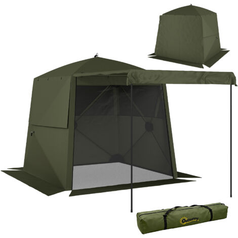 Pavillon dépliable 2x2m imperméable résistant hiver avec 4 parois moustiquaires et avant-toit UV 30+