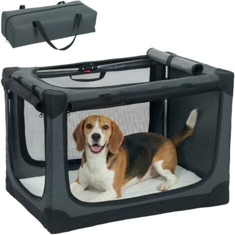 Cage de transport pliable pour chien jusqu'à 20 kg avec housse amovible lavable en tissu Oxford, couleur vert militaire (1/5)