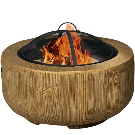 Feuerschale rustique en forme de souche, grille pare-étincelles et support à charbon inclus, diamètre 61,5 cm (1/5)