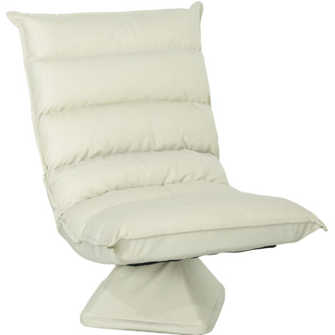 Fauteuil pivotant 360° et inclinable 3 positions en tissu beige, dimensions 62x70x95 cm (1/5)