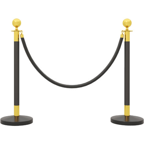 Colonne de Signalisation en Acier Inoxydable avec Cordon Velours Noir 1,5 m et Base Remplissable, 32x96 cm (1/5)