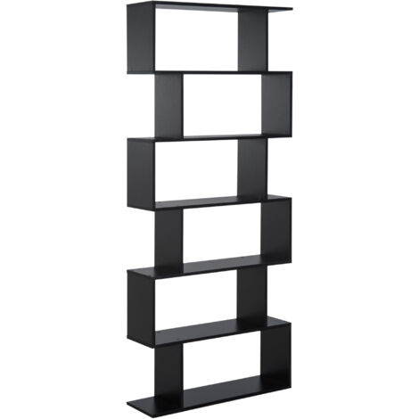 Étagère Murale Moderne en Bois avec 6 Tablettes 80 x 23 x 192 cm Noir (1/4)