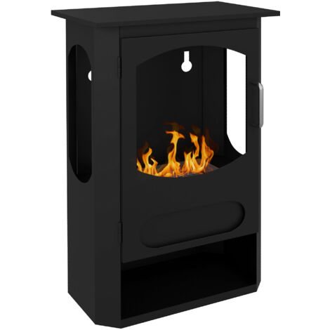 Bruleur Bioéthanol Autonome 1.2L, Chauffage 3 Heures pour 20-25 m², Design Moderne Noir