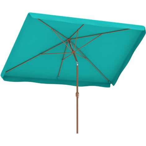 Parasol de Jardin 2x3 m à Ouverture Manuelle, Inclinable et Anti-UV 50+, Bleu Turquoise (1/5)