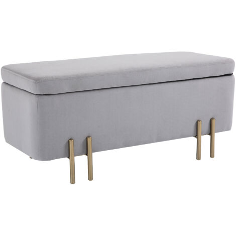 Panca de rangement rembourrée pour salon et chambre, 100 x 40 x 42 cm, couleur grise (1/5)